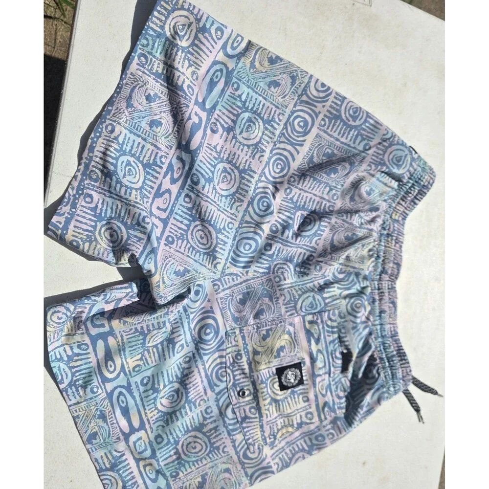 Quiksilver Men's Size M Boardshorts Swim Trunk Pastel Tribal Geometric Recycled